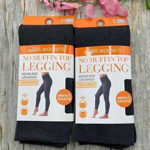 Women’s No Muffin Top Twill Seamless Shaping Leggings 2-Pack Size XS